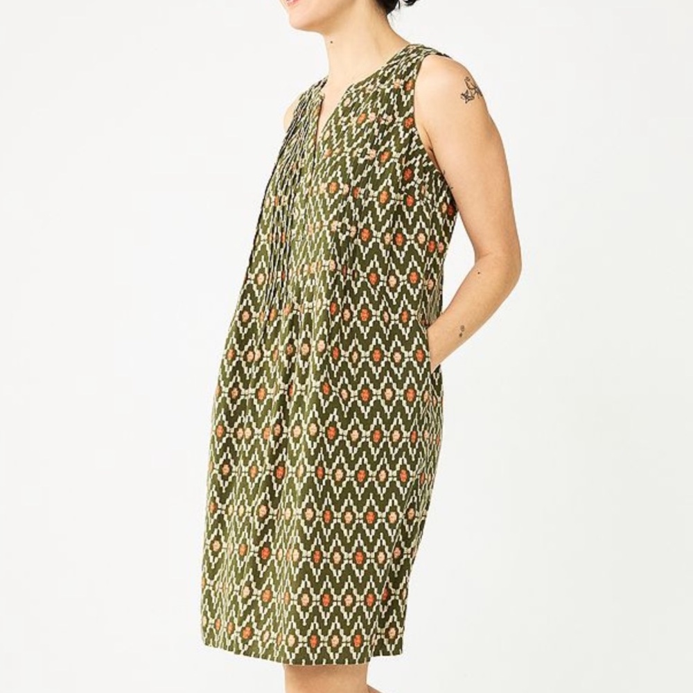 💃Sonoma Green and Orange Patterned Midi Dress